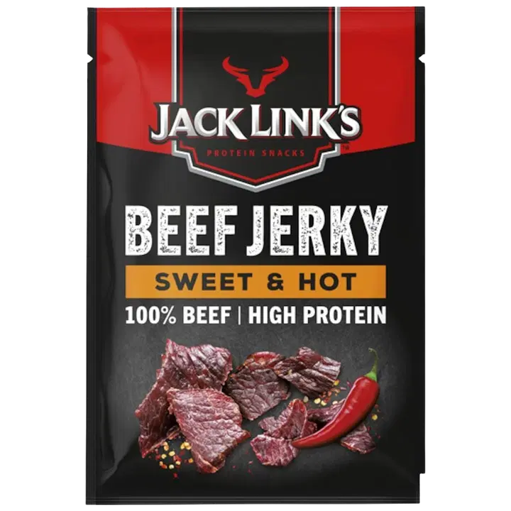 Jack Link's Beef Jerky Sweet&Hot, maustettuja ja kuivattuja naudanlihasuikaleita 60g