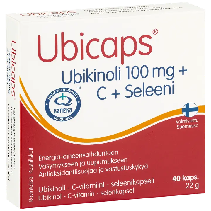 Ubicaps Ubikinoli 100 mg + C + Seleeni Ubikinoli - C-vitamiini - seleenikapseli 40 kaps