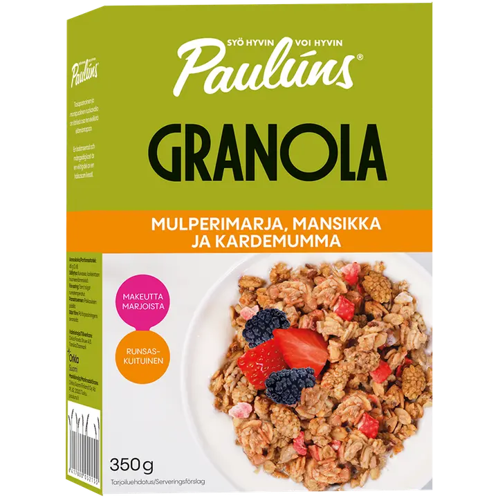 Paulúns mulperimarja, mansikka ja kardemumma granola 350g