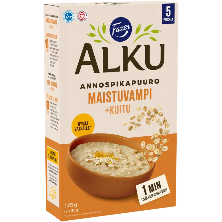 Fazer Alku Maistuvampi & kuitu annospikapuuro 175 g (5 x 35 g)