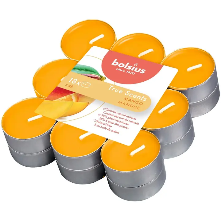 Bolsius True Scents – tuoksulämpökynttilät – Mango – oranssi – 18 kpl/pakkaus
