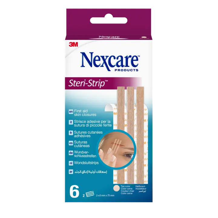 Nexcare™ Steri-Strip™ haavansulkuteipit, ihonvärinen, 6 mm x 75 mm, 6 kpl/pakkaus