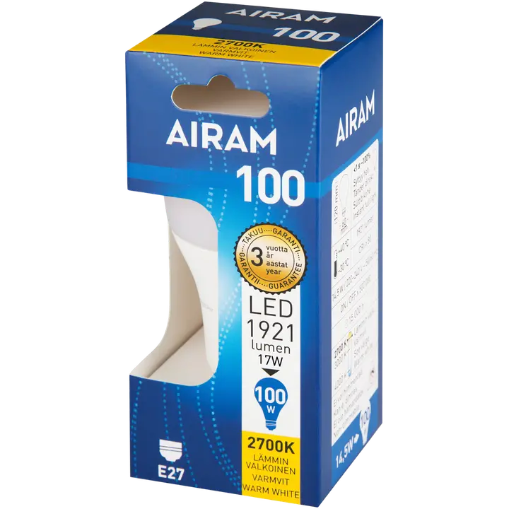 Airam LED 17W vakiolamppu opaali E27 1921lm 2700K