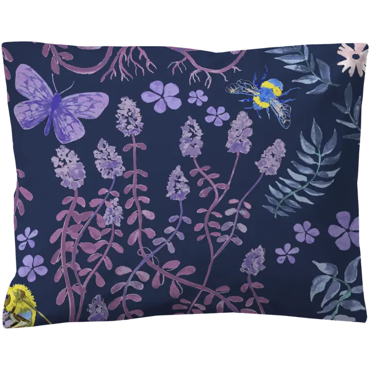 Finlayson satiini tyynyliina Puutarhajuhla 50X60 tumma sininen-lila