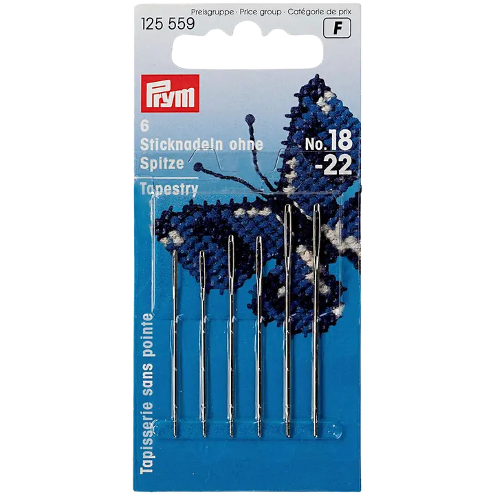 Prym kanavaneulalajitelma koot 18-22 tylppä 6 kpl/pakkaus