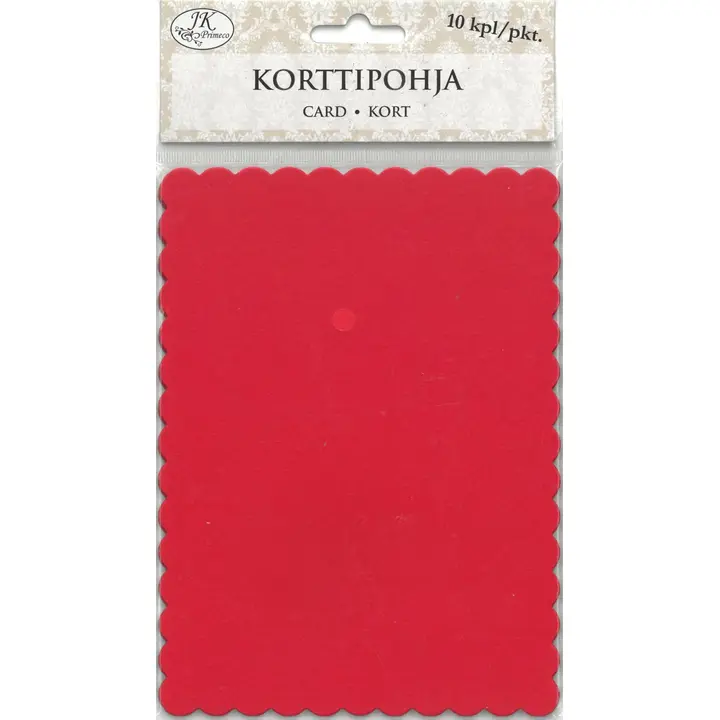 J.K. Primeco Korttipohja koristereuna pun. 10kpl/pkt