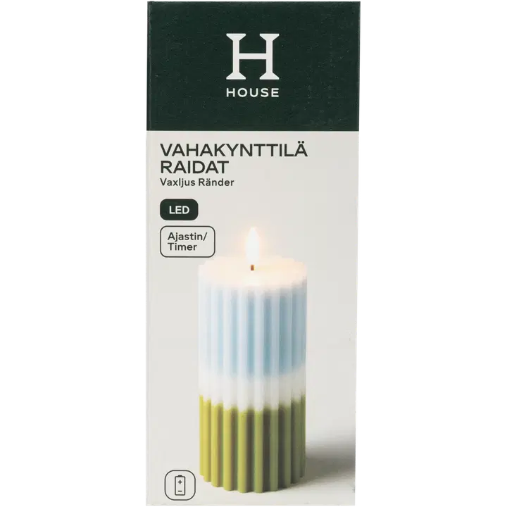 House LED-vaxljus Ränder 15 cm ljusblå