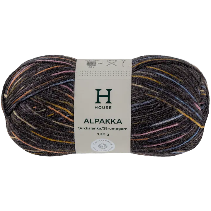 House sukkalanka Alpakka 100g CNE-1520 black/ pastel colors
