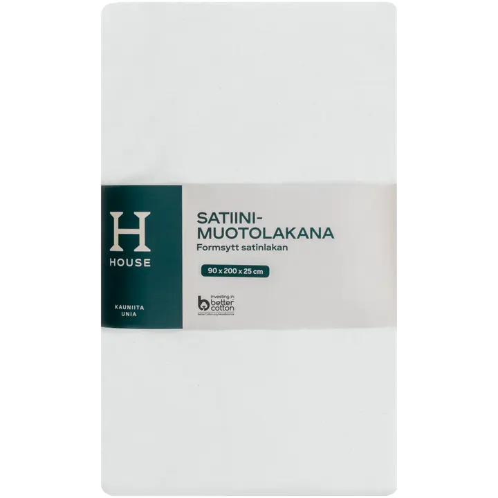 Voodilina kummiga satiin 90x200x25 valge