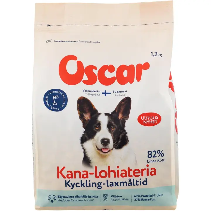 Oscar Kana-lohiateria koirille täysravinto 1,2kg