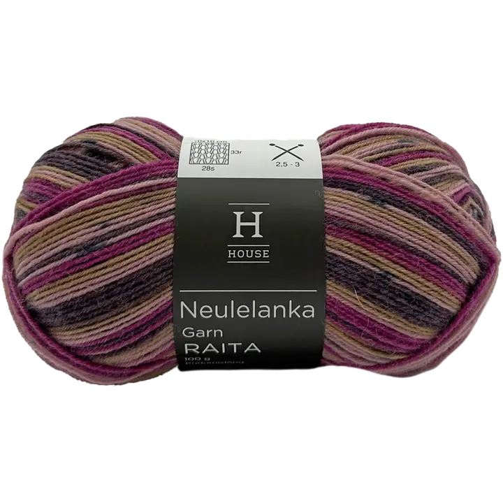 House sukkalanka Raita-kuvio 100 g Fuchsia/light pink/beige 82448
