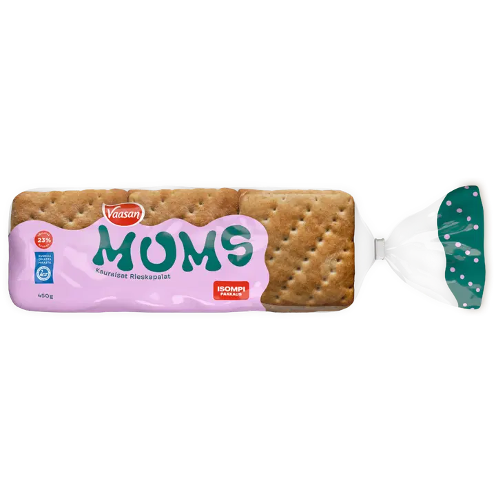 Vaasan Mums Kauraisat Rieskapalat 450 g 12 kpl kauraisa rieskaleipä
