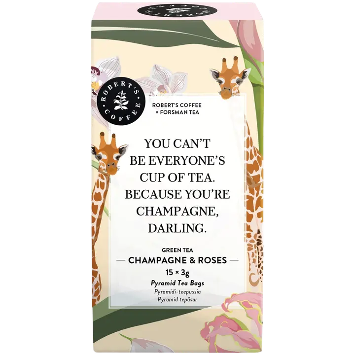 Robert's Coffee x Forsman tea Champagne & Roses Vihreä maustettu pyramiditee 15x3 g