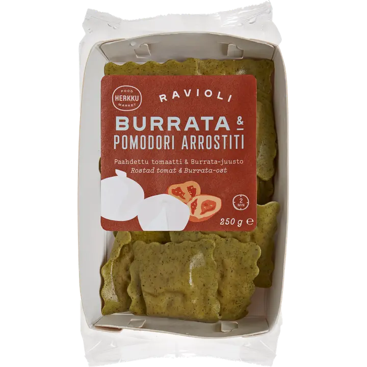 Herkku ravioli paahdettu tomaatti ja burrata-juusto 250 g