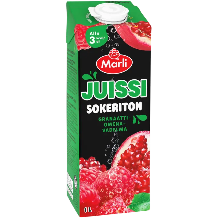 Juissi sokton Sokeriton Granaattiomena-vadelmamehujuoma 1 L