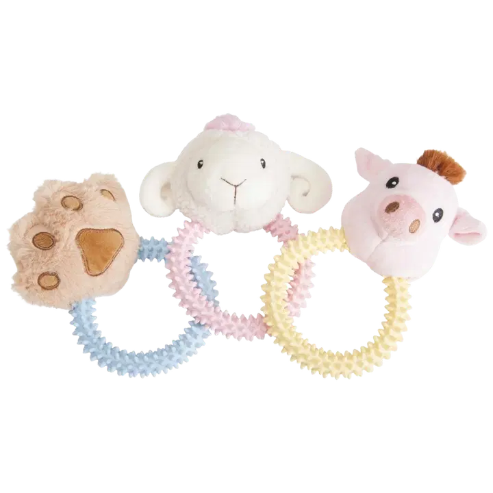 Camon koiran pehmolelu TPR- renkaalla 17cm