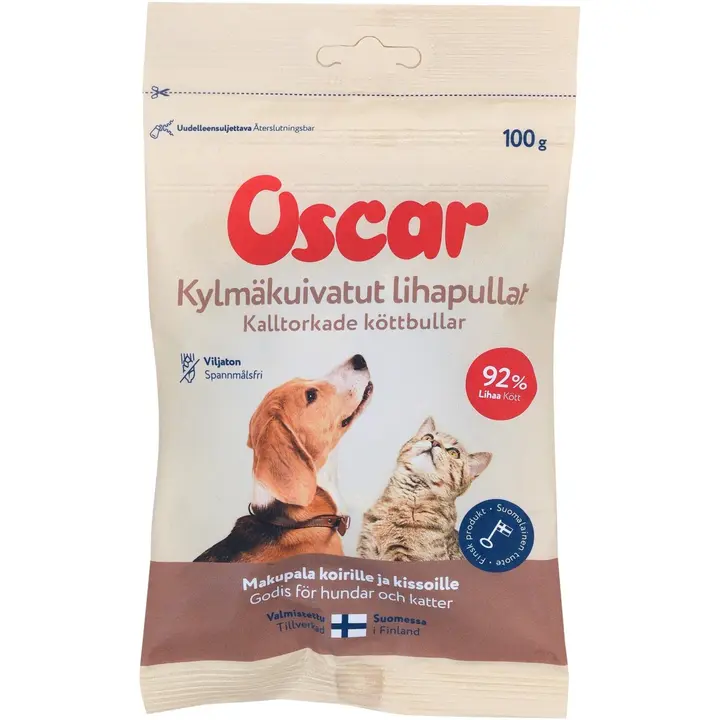 Oscar Kylmäkuivatut lihapullat koirille ja kissoille 100 g