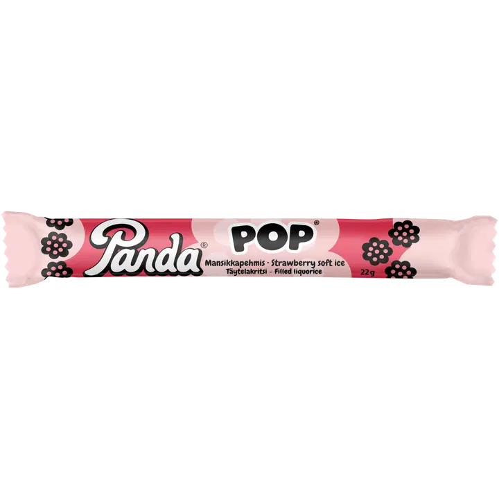 Panda Pop jordgubb mjukglass fylld lakritsstång 22g