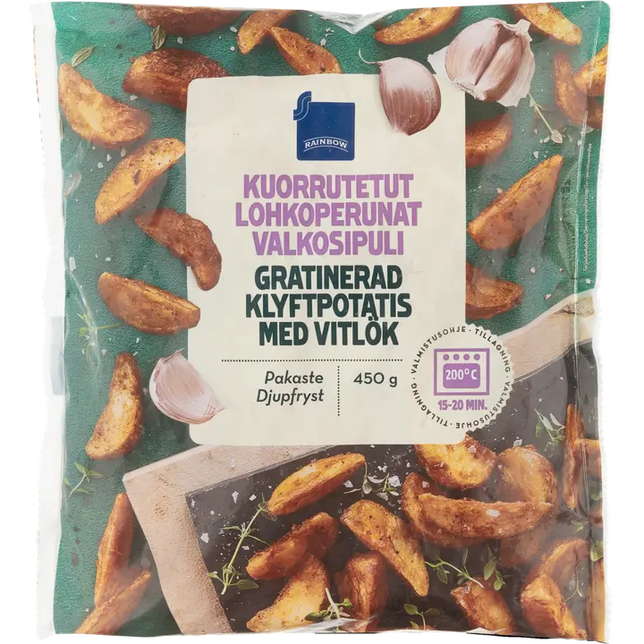 Rainbow kuorrutetut lohkoperunat valkosipuli 450 g pakaste