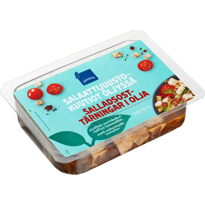 Salatijuustukuubikud ja päikesekuivatatud tomatid õlis 120g