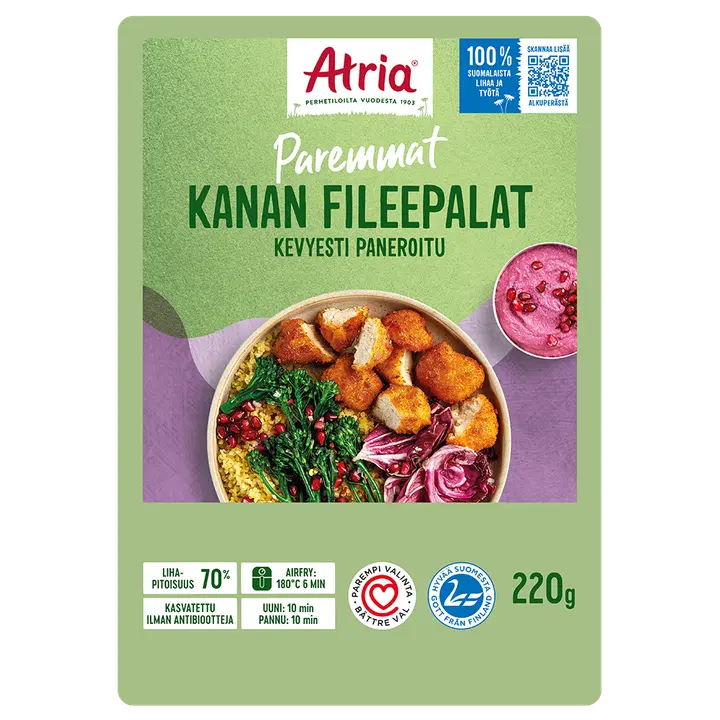 Atria kevyesti paneroidut kanan fileepalat 220g