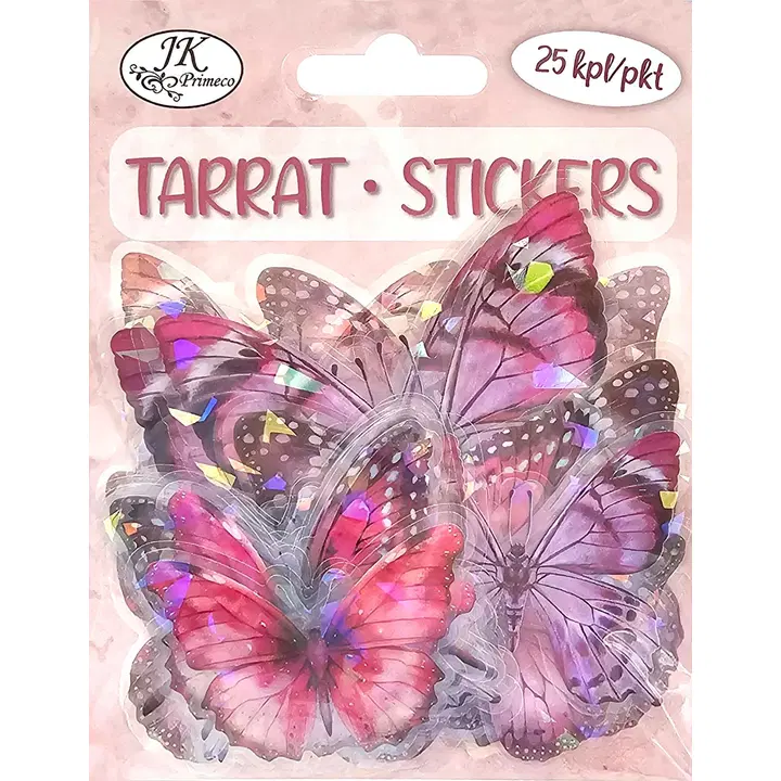 J.K. Primeco tarra Perhoset pinkki hologrammi 25kpl