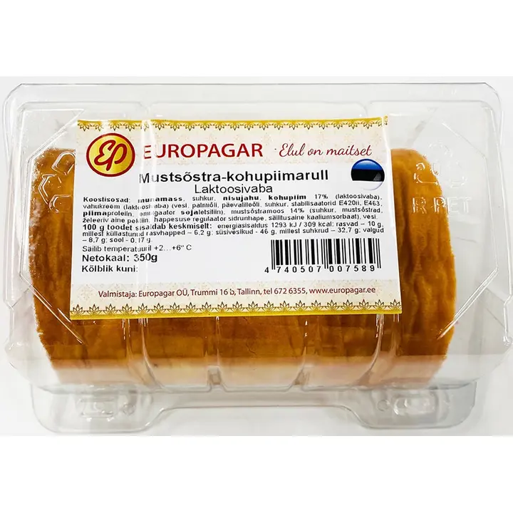 Mustsõstra-kohupiimarull, laktoosivaba 350 g