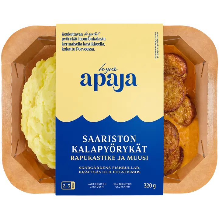 Hyvä Apaja Saariston kalapyörykät, rapukastike ja muusi 320 g