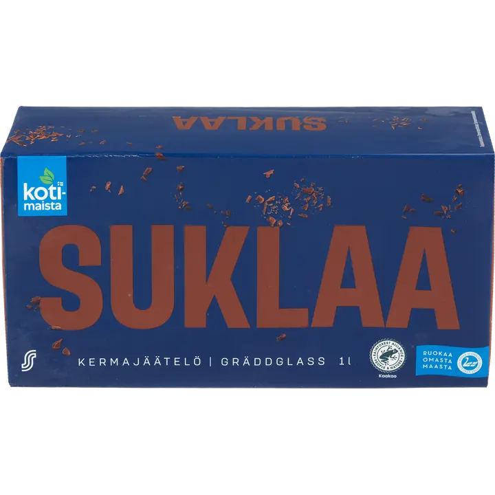 Kotimaista suklaa kermajäätelö kotipakkaus 1L/500g