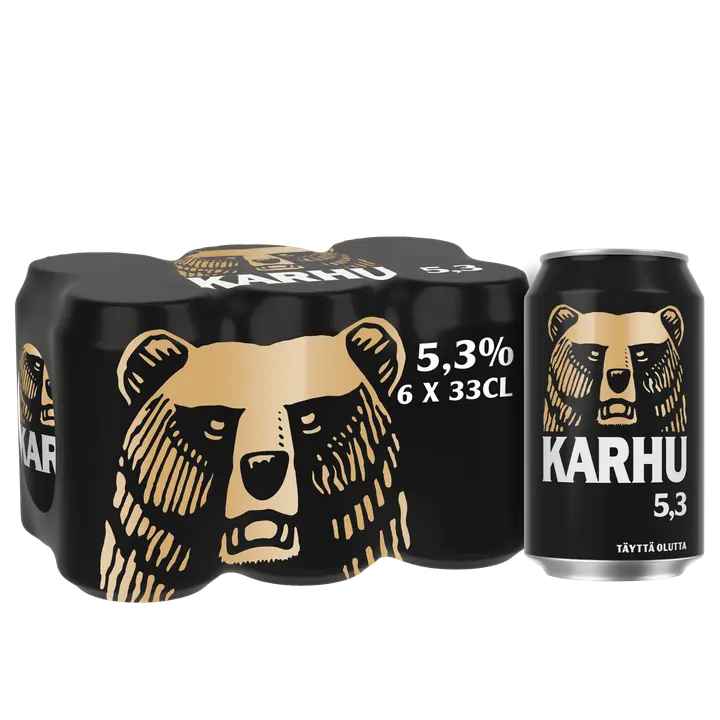 6-pack Karhu Lager olut 5,3% tölkki 0,33 L
