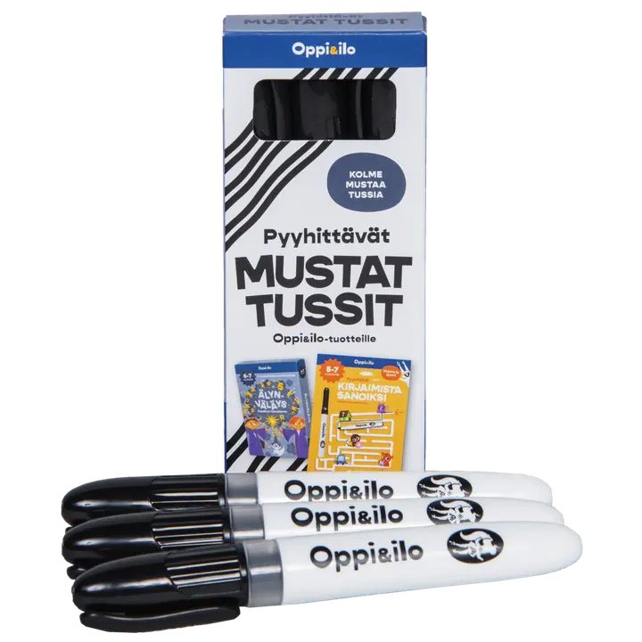 Oppi&ilo Pyyhittävät mustat tussit 3 kpl