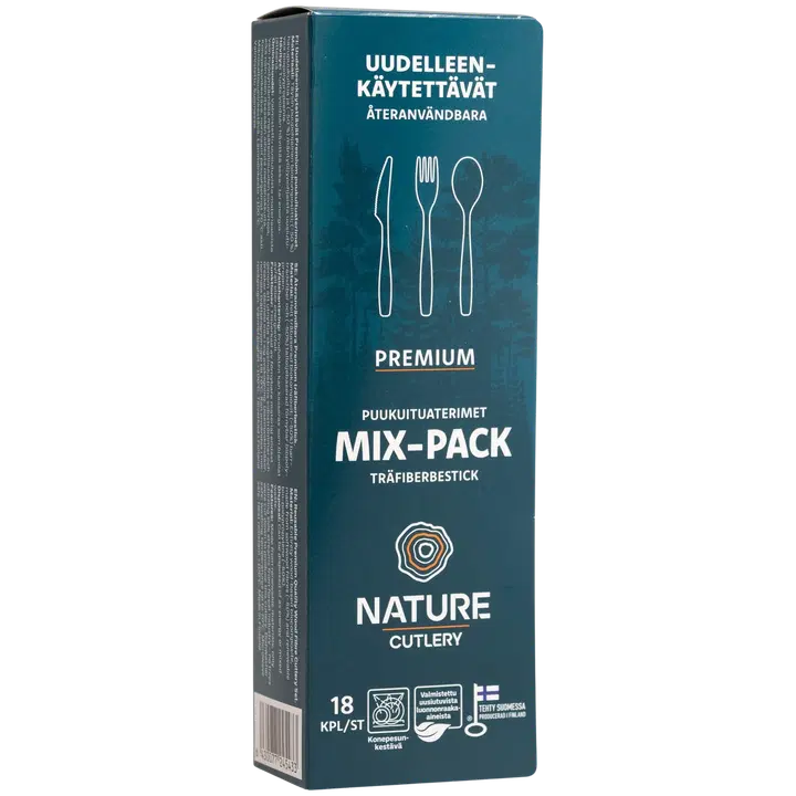 Nature Line Premium mix-pack 18kpl, Uudelleenkäytettävä aterinlajitelma uudelleenkäytettävässä rasiassa