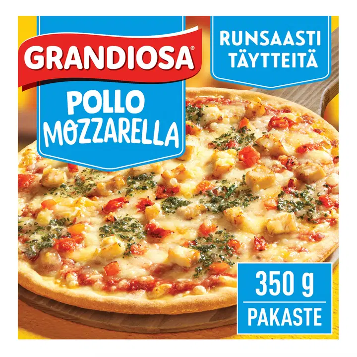 Grandiosa pollo mozzarella stenugnsbakad fryst pizza 350g