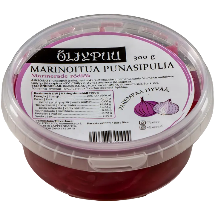Öljypuu Marinoitua punasipulia 300g