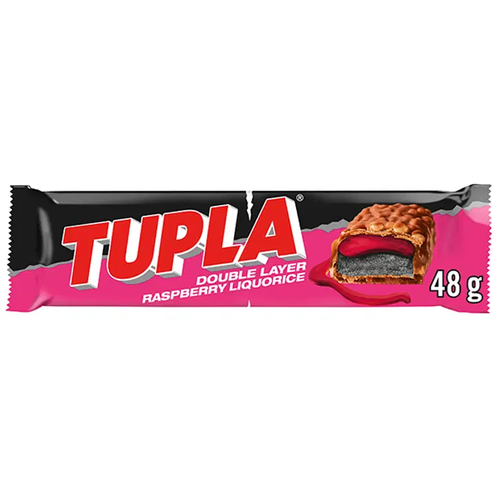 Tupla Double Layer Raspberry Liquorice suklaapatukka 48g