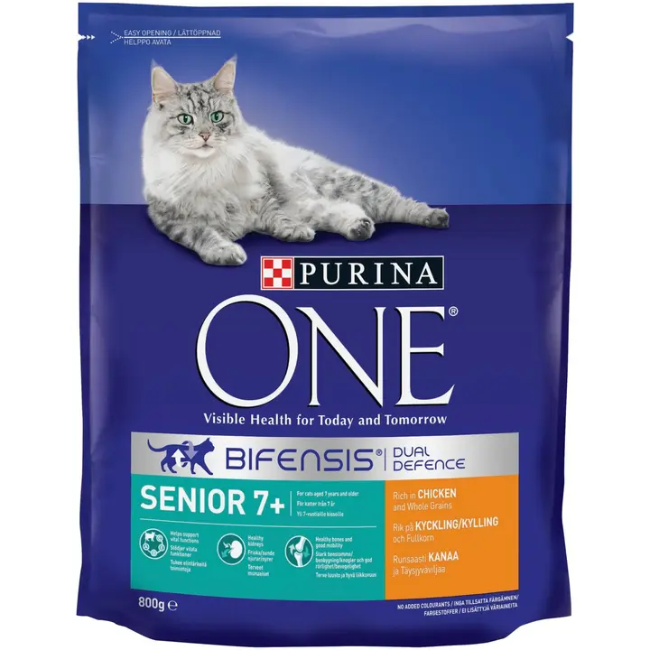 Purina ONE 800g Senior Runsaasti Kanaa ja Täysjyväviljaa kissan ruoka