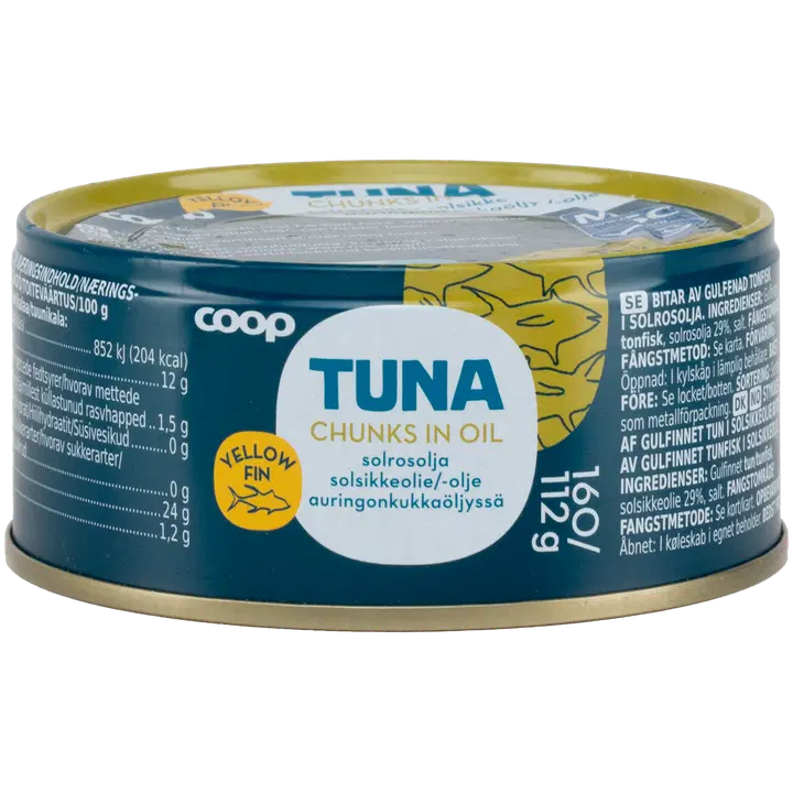Coop keltaevätonnikala paloina auringonkukkaöljyssä 160/112 g