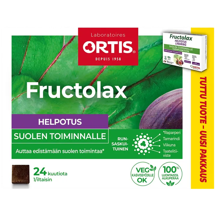 Fructolax Helpotus runsaskuituinen hedelmäkuutio ravintolisä 240g/24 kpl