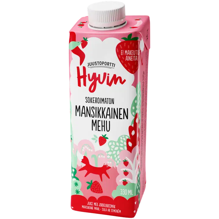 Juustoportti Hyvin mehu 330 ml mansikkainen