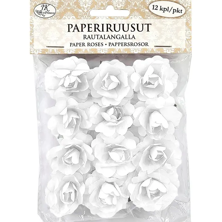 J.K. Primeco paperiruusut valkoinen 12kpl