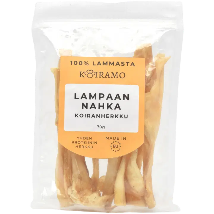 Lampaannahka koiranherkku pureskeluun 70g Koiramo