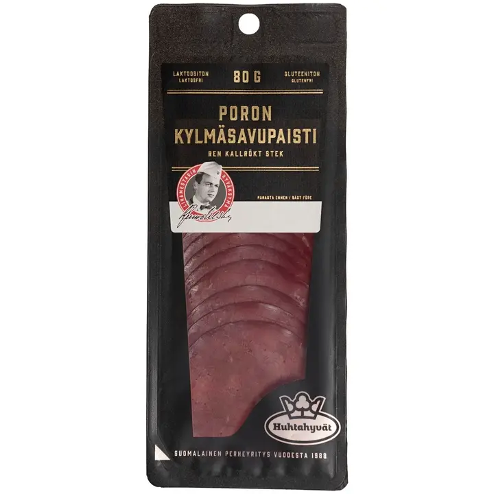 Huhtahyvät Lihamestarin Poron kylmäsavupaisti 80g/