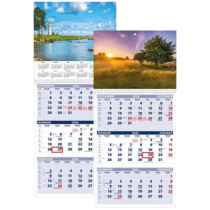 Seinakalender trio, avatud mõõt 297 x 63