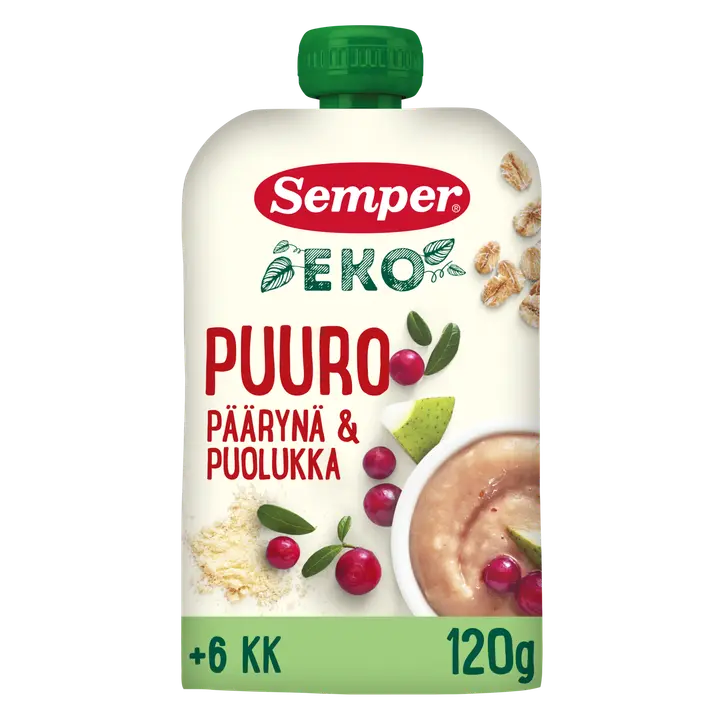 Semper EKO Puuro Päärynä & puolukka 6kk lastenpuuro 120g