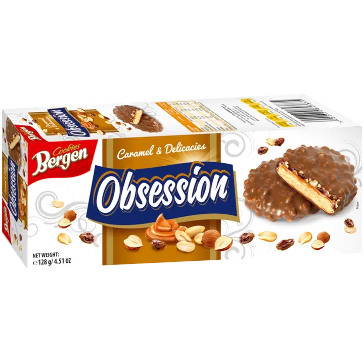 Bergen Obsession suklaakuorrutettu täytekeksi Caramel & Delicacies 128g