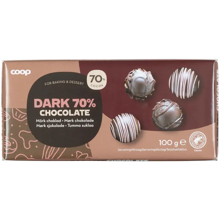 Coop leivontasuklaa 70 % tumma 100 g