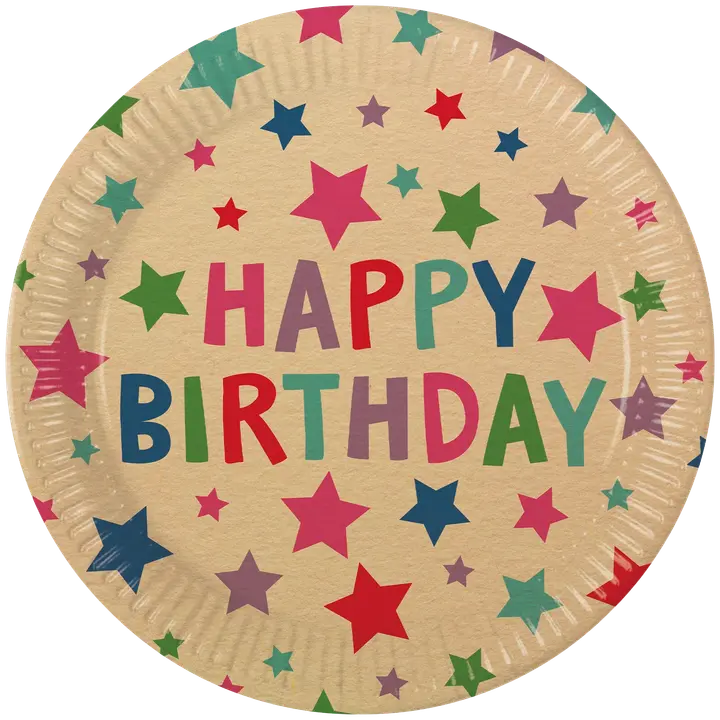 Decorata Party Kraft Happy Birthday with Stars FSC Kraft Paper Paperilautaset Next Generation Iso 23cm