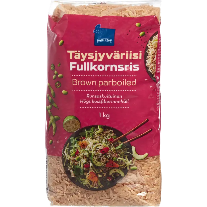 Rainbow pitkäjyväinen täysjyväriisi 1 kg