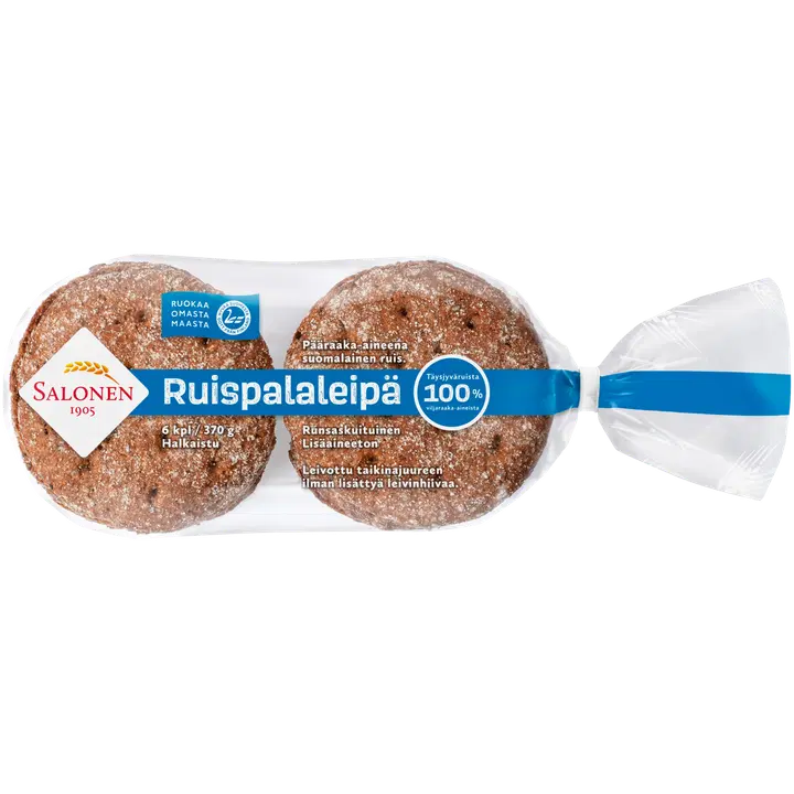 Leipomo Salonen Ruispalaleipä 6/370 g ruisleipä, halkaistu
