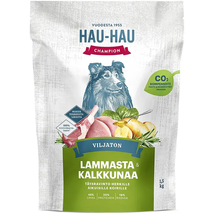 Hau-Hau Champion Viljaton Lammasta ja kalkkunaa täysravinto 1,5 kg